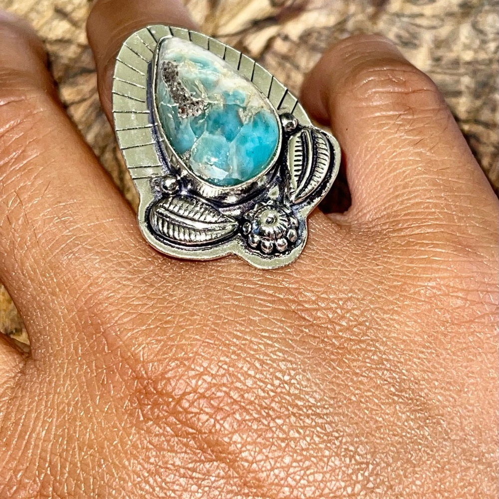 Caribbean Larimar Ring Size 7 1/4 - Picture 8 of 9